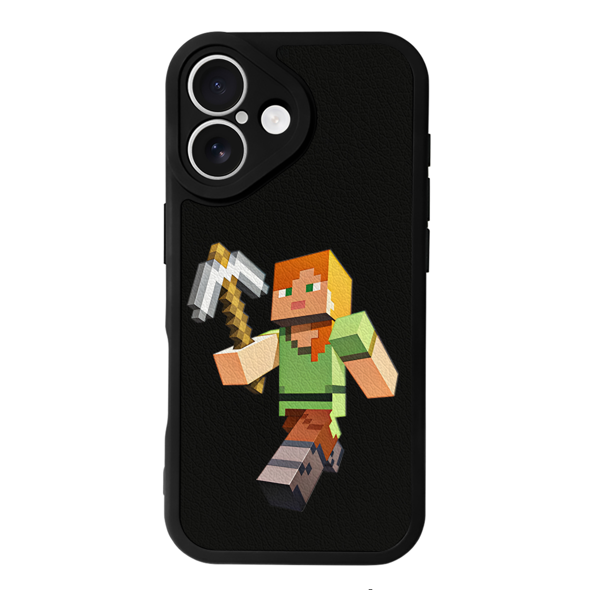 （画像用） マインクラフト ブロックの世界 Minecraft MC Block world 【iPhone 16シリーズ対応】シリコンスマホケース（レザー調） 材質：シリコン